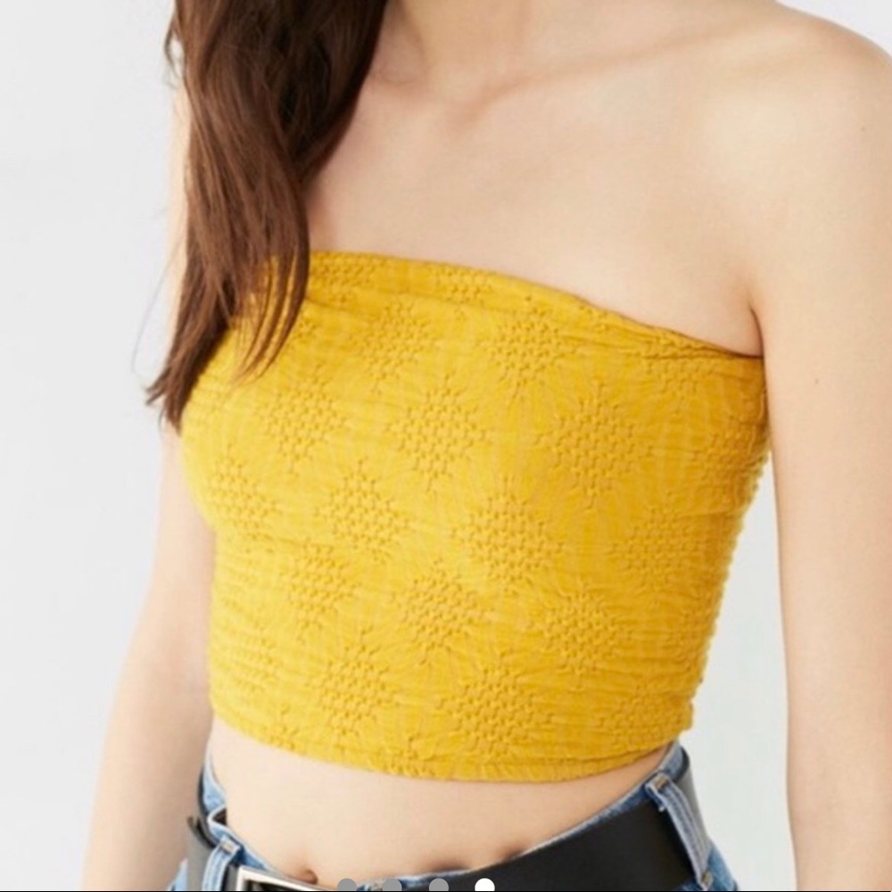 Urban Outfitters Tamara Textured Yellow Tube Top